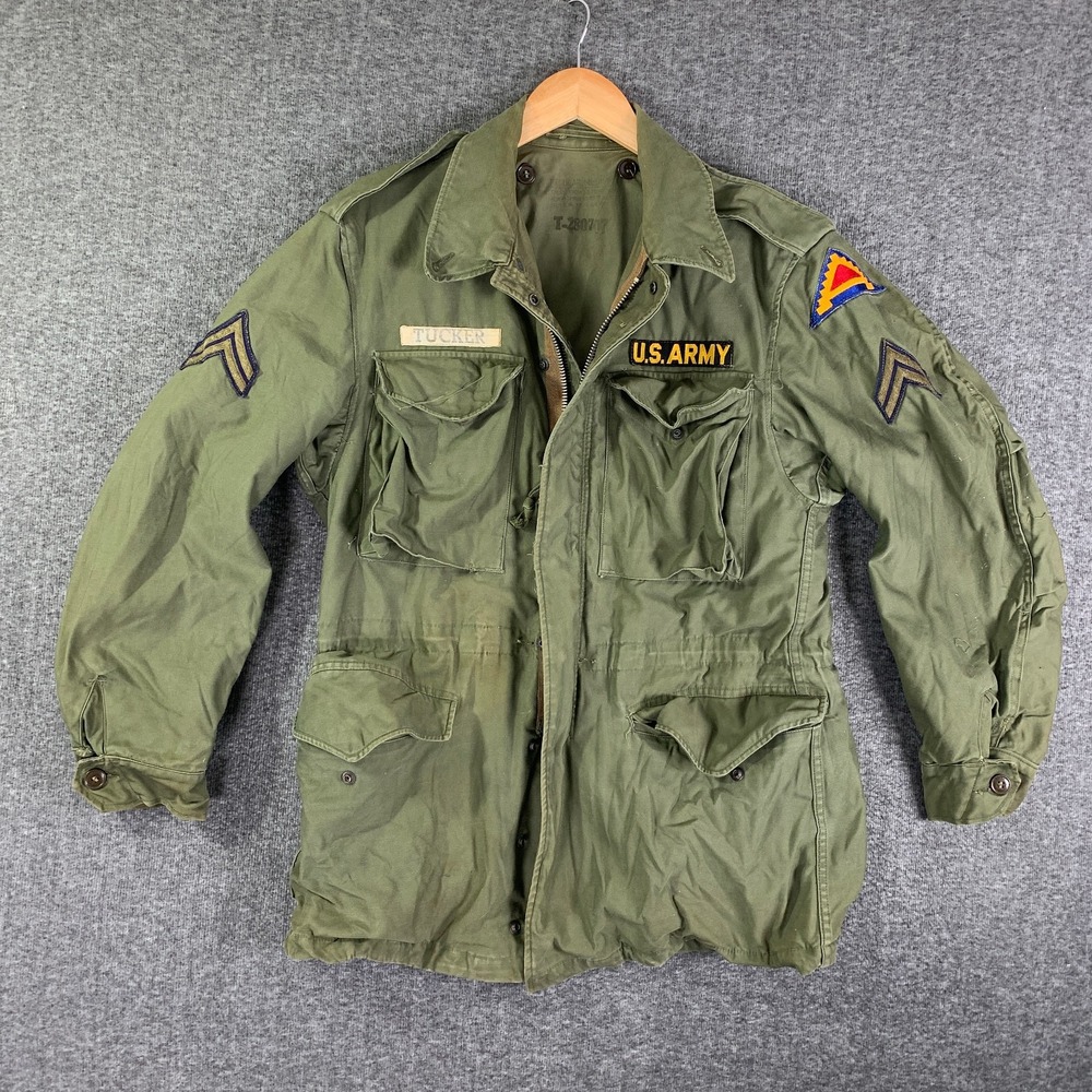 Vintage 1950s M51 Field Jacket Men Medium Korean War US Army OG107 Military